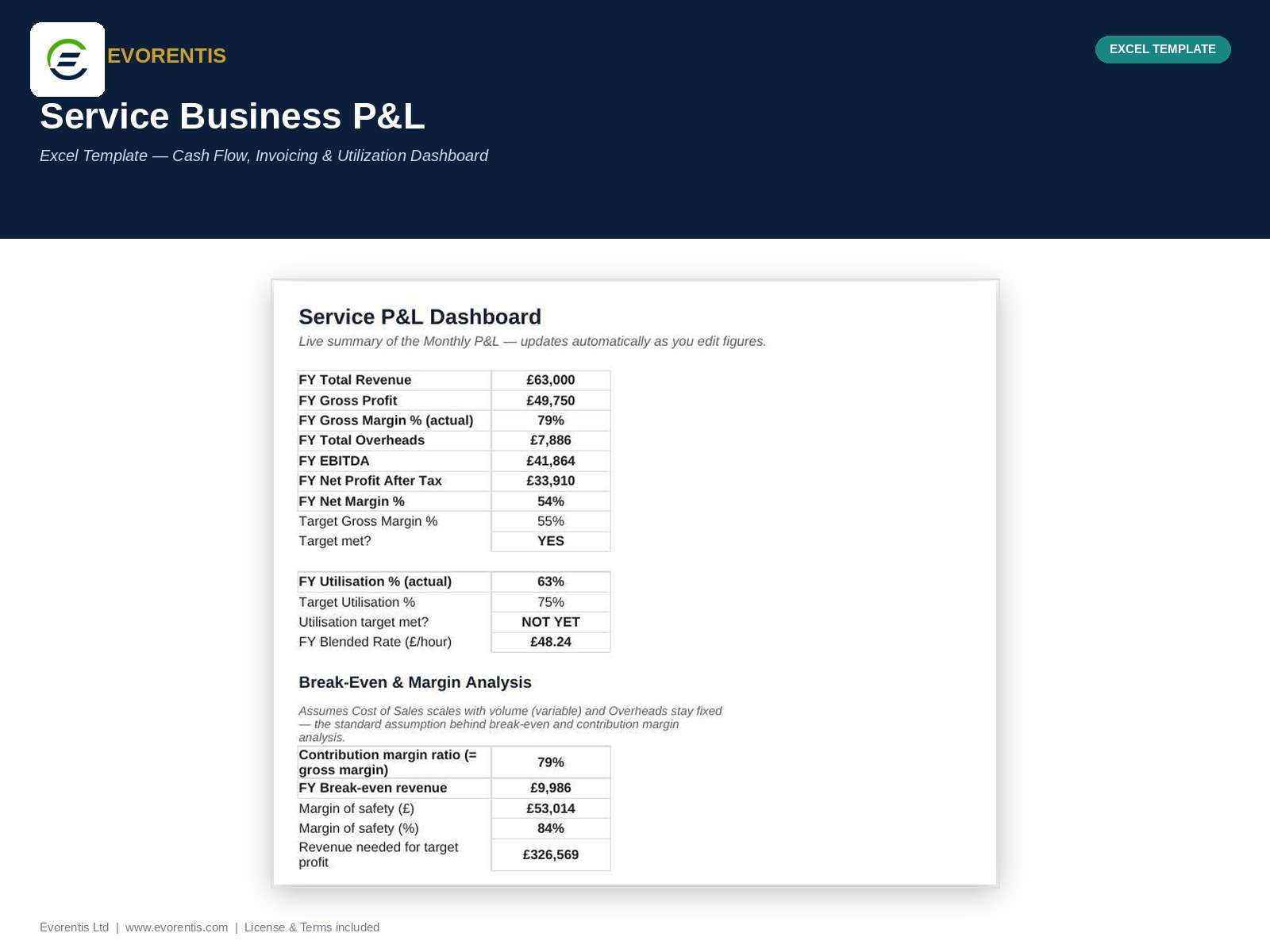 Service Business P&L Template preview