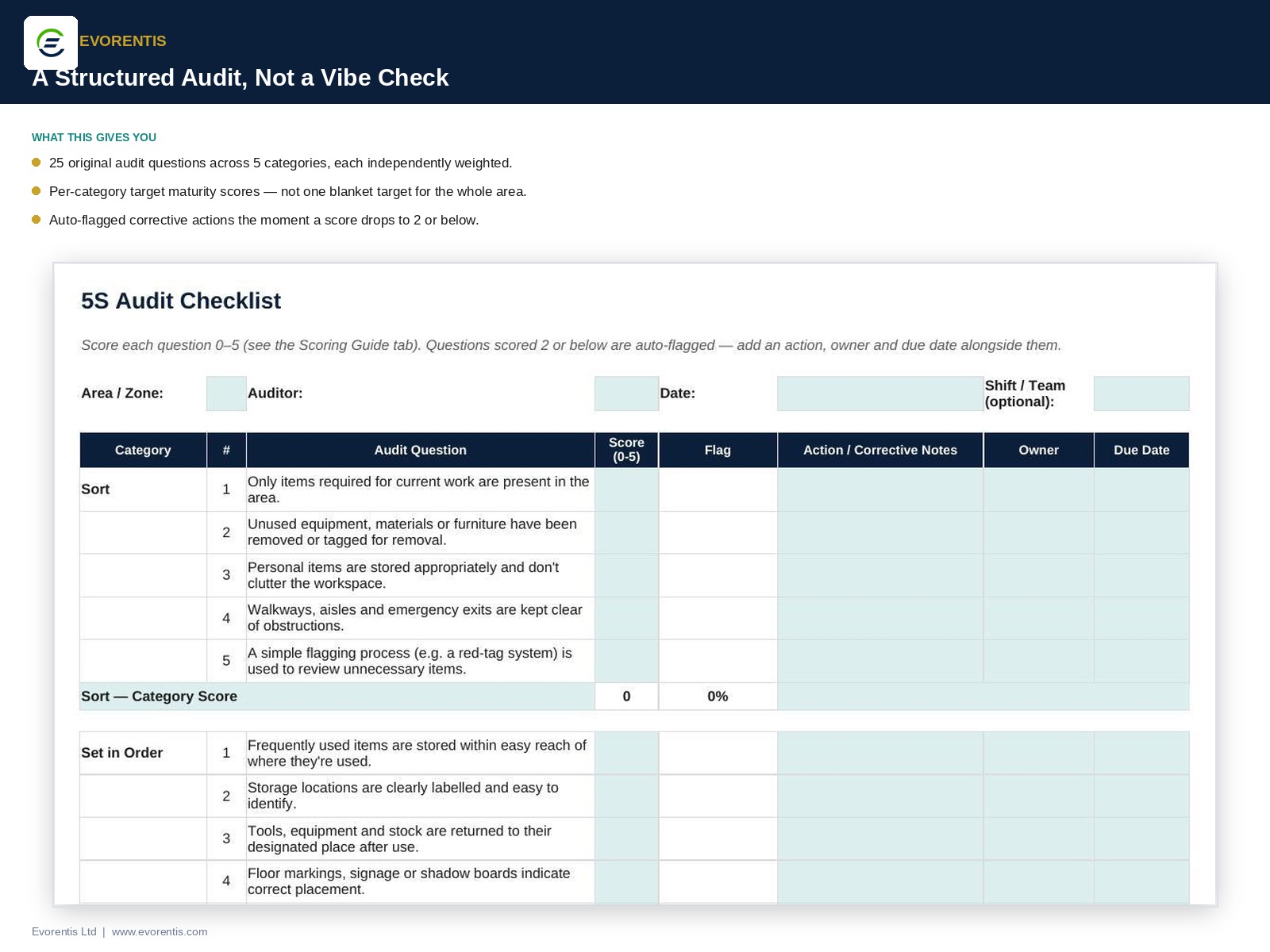 5S Workplace Audit Template feature preview